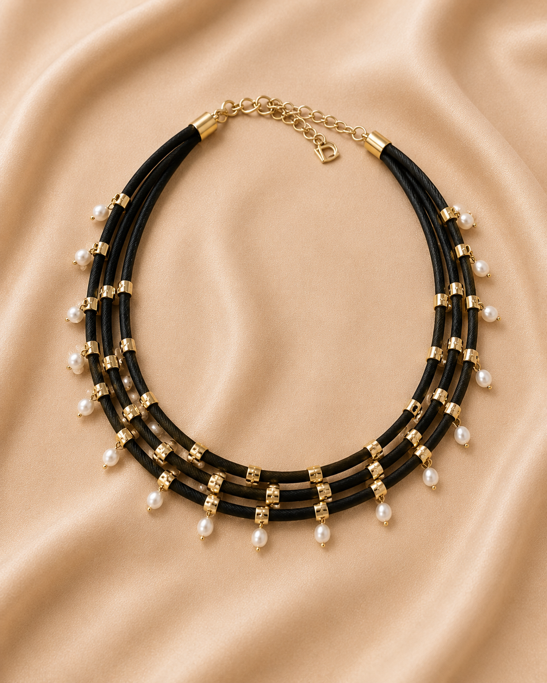 Choker fios pérolas - Preto